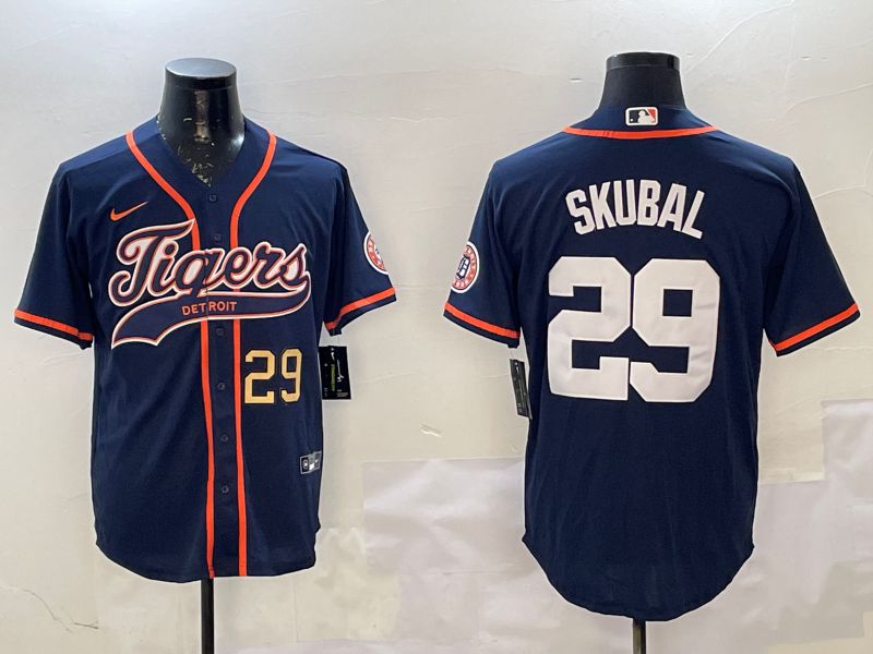Men Detroit Tigers #29 Skubal Blue Joint Name 2025 Nike MLB Jersey style 4